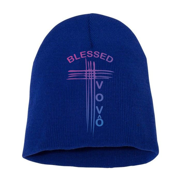 Blessed Vovo Portuguese Grandpa Christian Cross Gift Short Acrylic Beanie