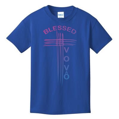 Blessed Vovo Portuguese Grandpa Christian Cross Gift Kids T-Shirt