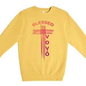 Blessed Vovo Portuguese Grandpa Christian Cross Gift Premium Crewneck Sweatshirt