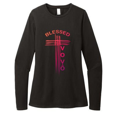 Blessed Vovo Portuguese Grandpa Christian Cross Gift Womens CVC Long Sleeve Shirt