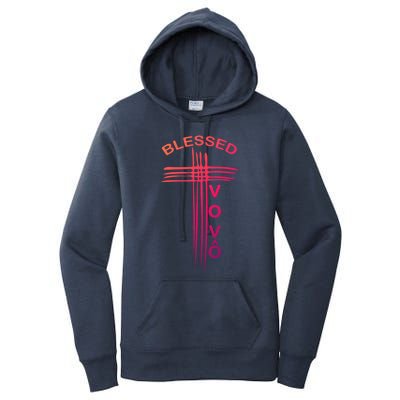 Blessed Vovo Portuguese Grandpa Christian Cross Gift Women's Pullover Hoodie