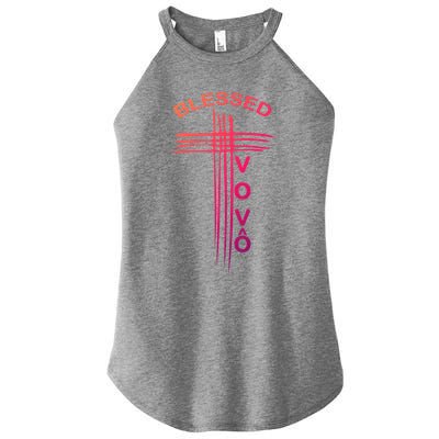 Blessed Vovo Portuguese Grandpa Christian Cross Gift Women's Perfect Tri Rocker Tank