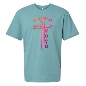 Blessed Vovo Portuguese Grandpa Christian Cross Gift Sueded Cloud Jersey T-Shirt