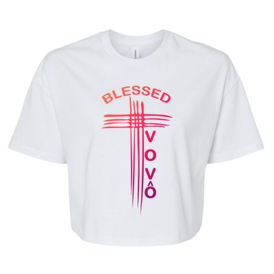 Blessed Vovo Portuguese Grandpa Christian Cross Gift Bella+Canvas Jersey Crop Tee