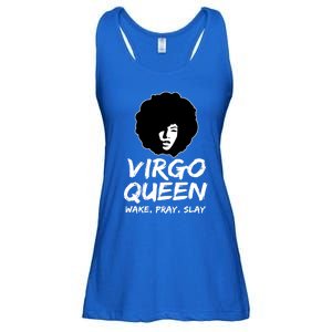 Black Virgo Queen Zodiac Gift Wake Pray Slay Funny Gift Ladies Essential Flowy Tank