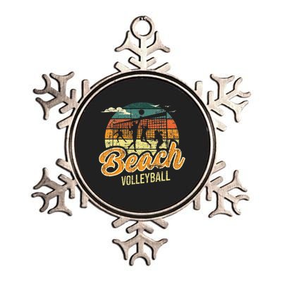 Beach Volleyball Retro Vintage Athletes Players Setters Metallic Star Ornament