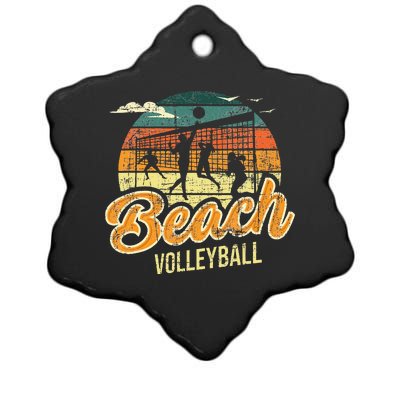 Beach Volleyball Retro Vintage Athletes Players Setters Ceramic Star Ornament