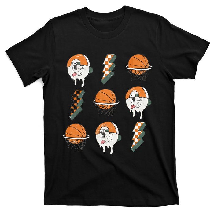 Basketball Vibes Retro Vintage Season Lightning Game Day T-Shirt