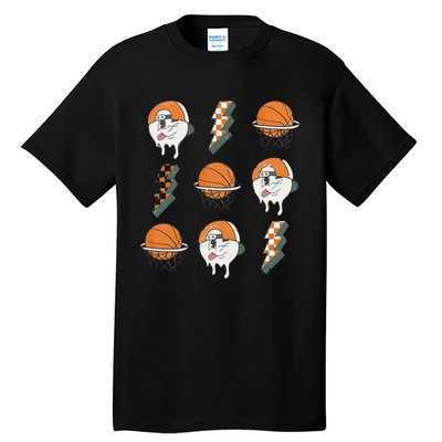 Basketball Vibes Retro Vintage Season Lightning Game Day Tall T-Shirt