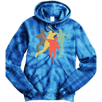 Baseball Vintage Retro Catcher Pitcher Batter Gift Tie Dye Hoodie