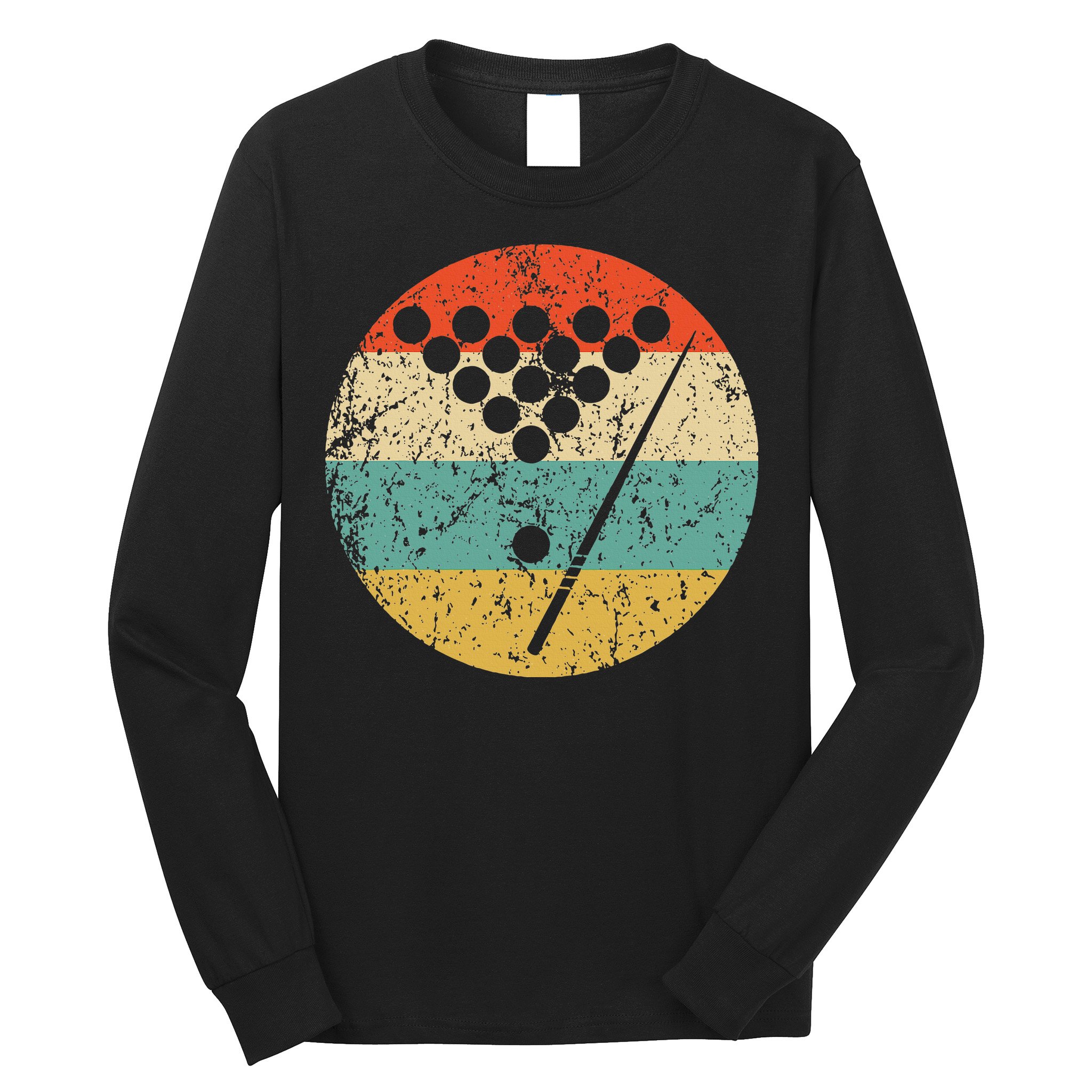 Billiards Vintage Retro Pool Long Sleeve Shirt