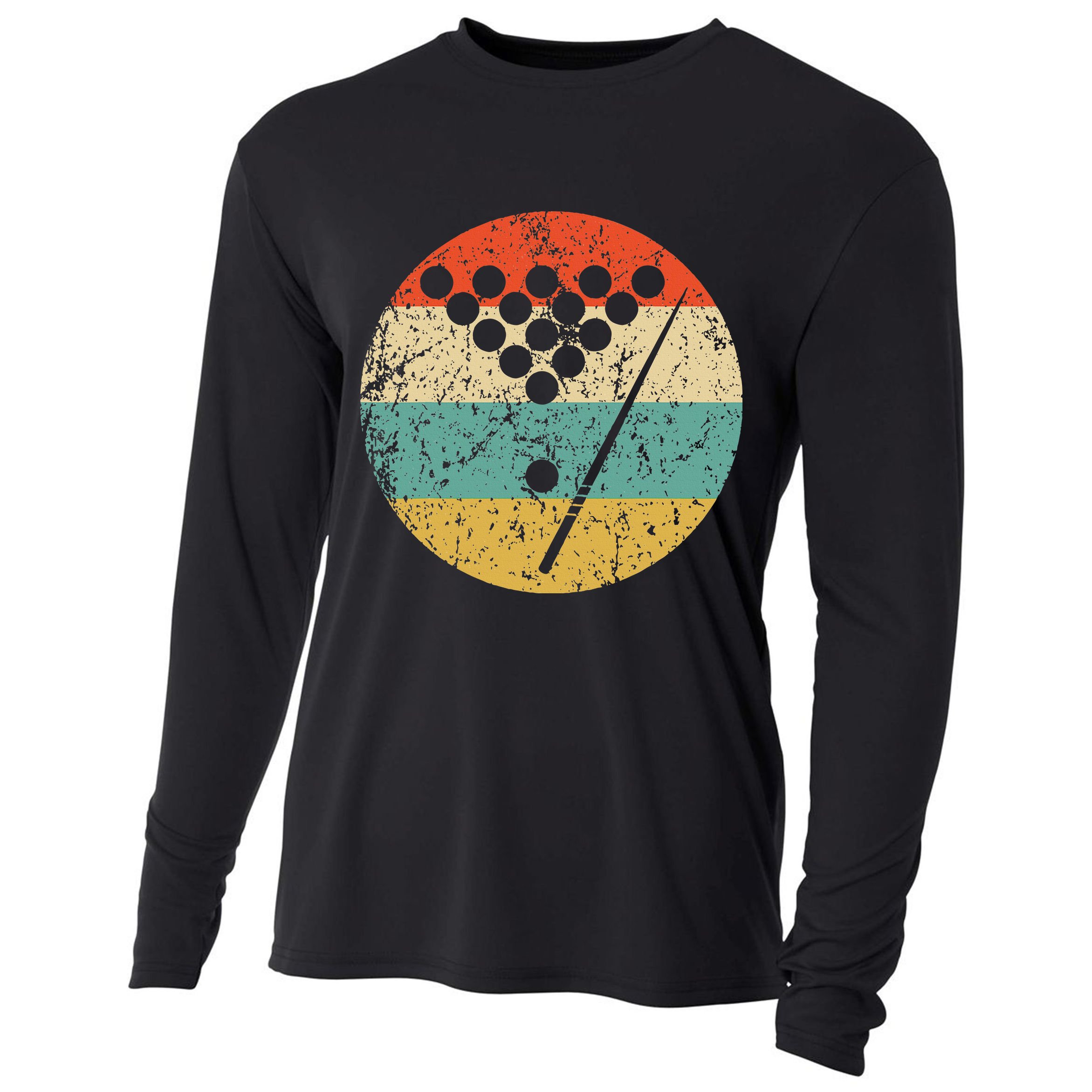 Billiards Vintage Retro Pool Cooling Performance Long Sleeve Crew