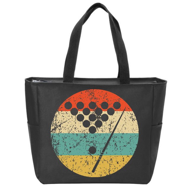 Billiards Vintage Retro Pool Zip Tote Bag