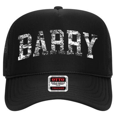 Barry Vintage Retro College Athletic Sports High Crown Mesh Back Trucker Hat