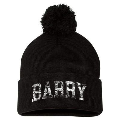 Barry Vintage Retro College Athletic Sports Pom Pom 12in Knit Beanie