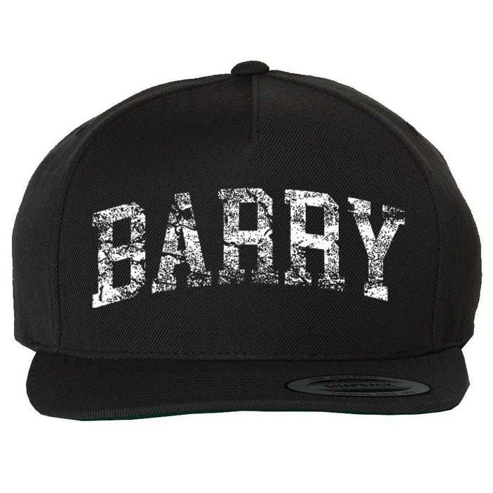 Barry Vintage Retro College Athletic Sports Wool Snapback Cap