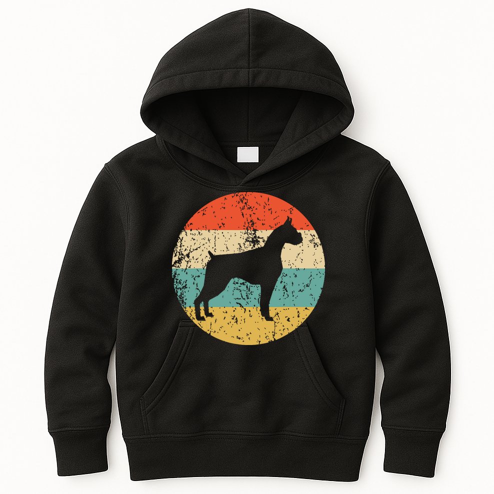 Boxer Vintage Retro Boxer Dog Kids Hoodie