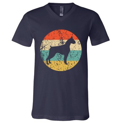 Boxer Vintage Retro Boxer Dog V-Neck T-Shirt