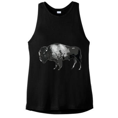 Buffalo Vintage Retro American Bison Ladies PosiCharge Tri-Blend Wicking Tank