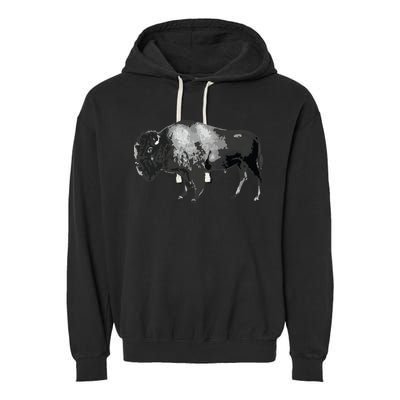 Buffalo Vintage Retro American Bison Garment-Dyed Fleece Hoodie