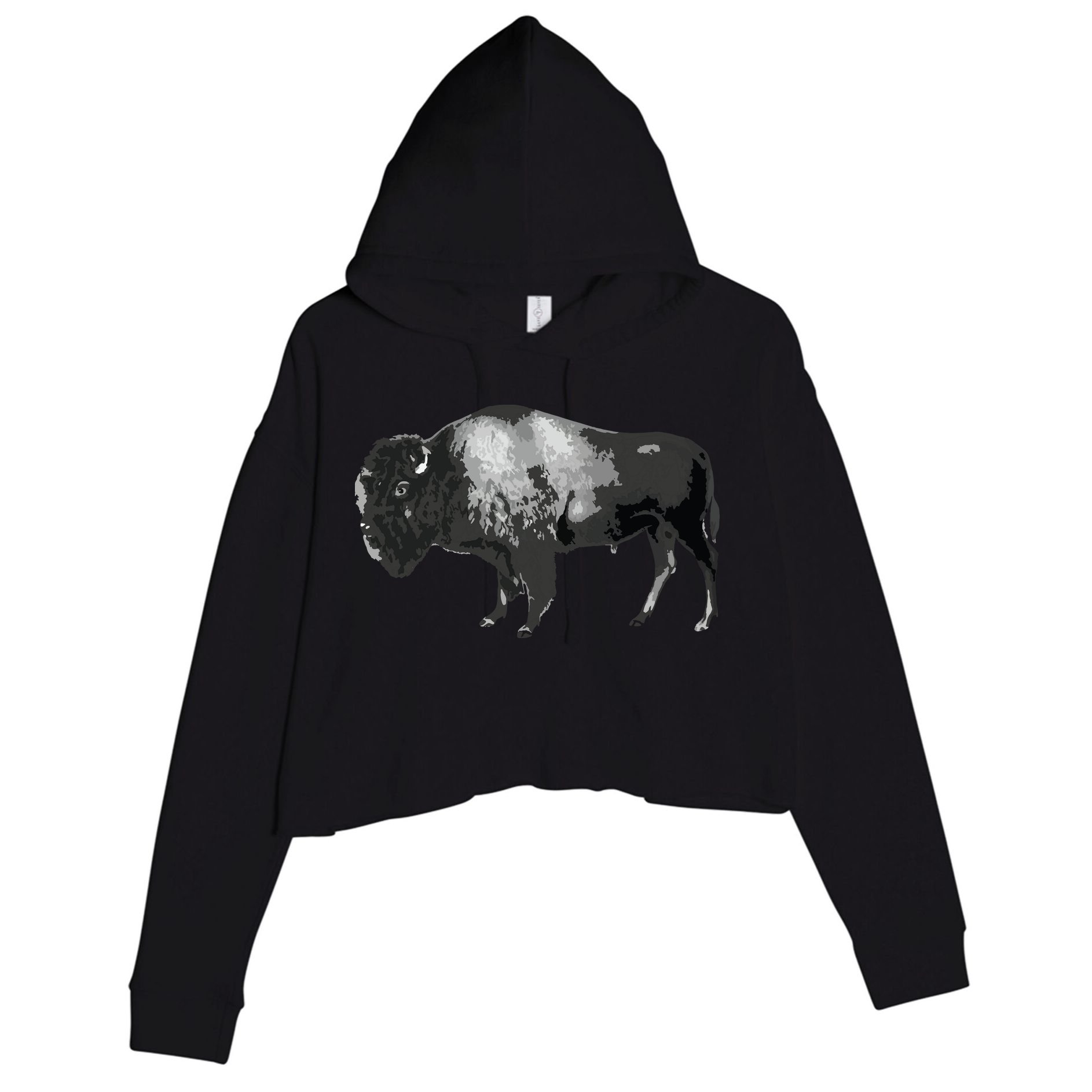 Buffalo Vintage Retro American Bison Crop Fleece Hoodie
