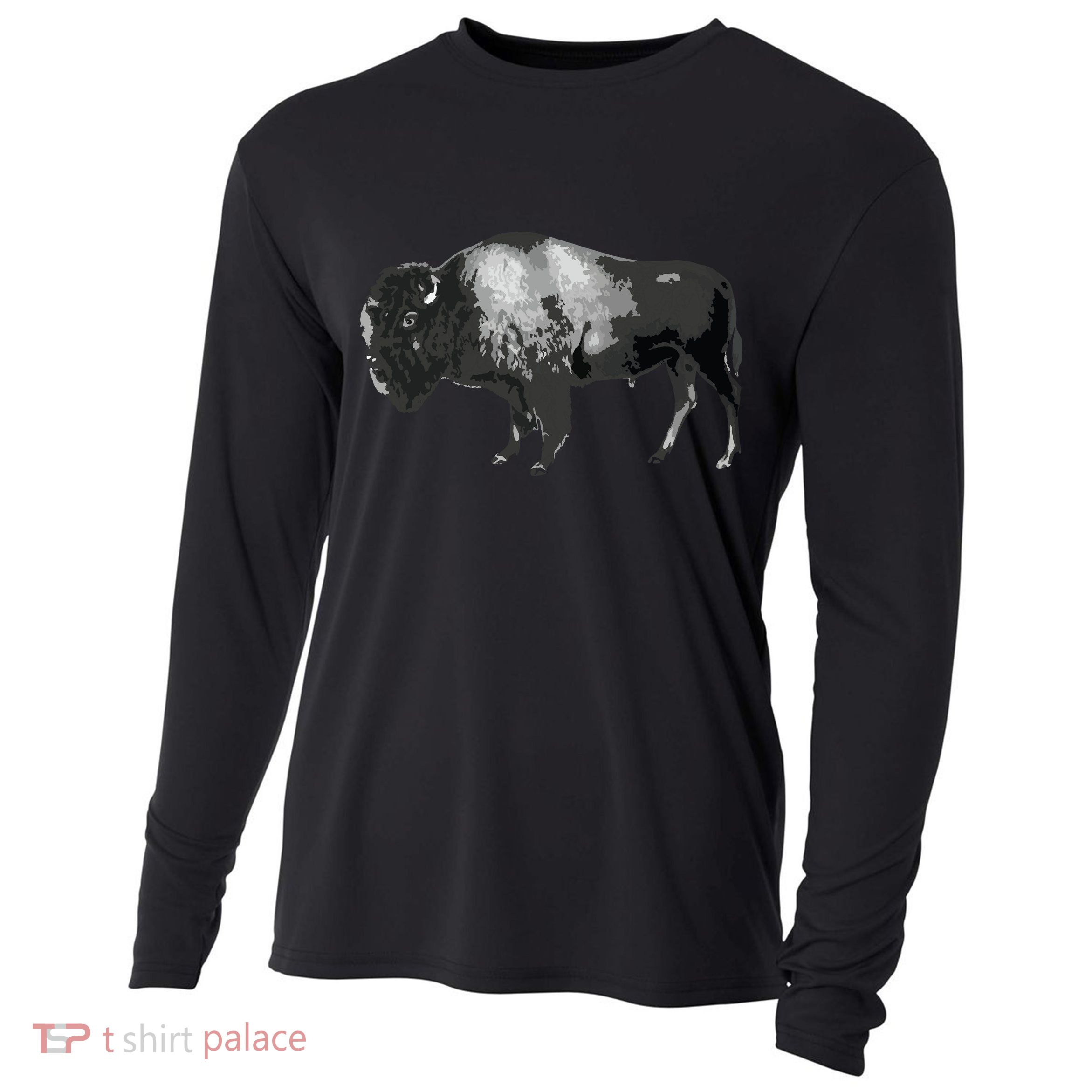 Buffalo Vintage Retro American Bison Cooling Performance Long Sleeve Crew