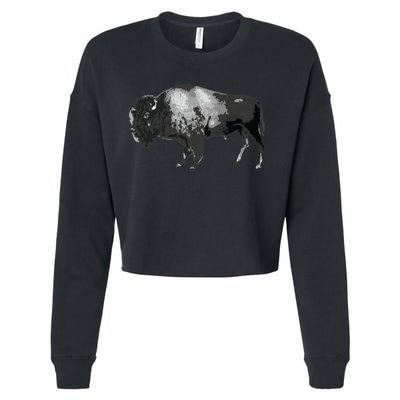 Buffalo Vintage Retro American Bison Cropped Pullover Crew