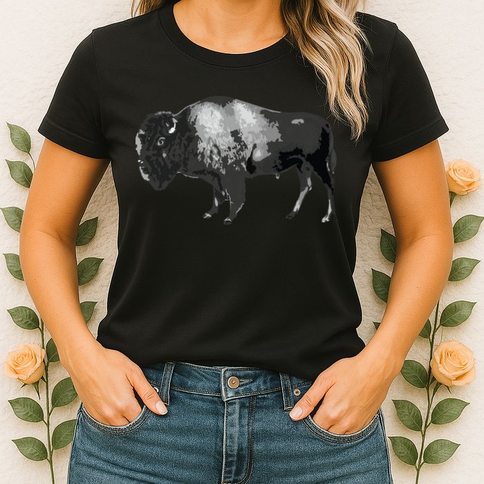 Buffalo Vintage Retro American Bison Womens T-Shirt