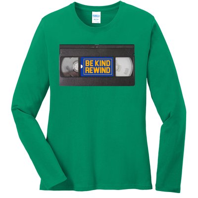 Blockbuster Video Rental Vhs Be Kind Rewind Stickers Ladies Long Sleeve Shirt