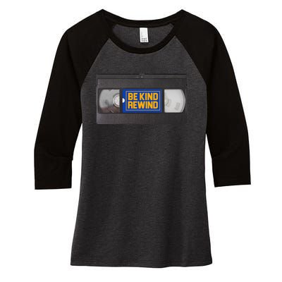 Blockbuster Video Rental Vhs Be Kind Rewind Stickers Women's Tri-Blend 3/4-Sleeve Raglan Shirt