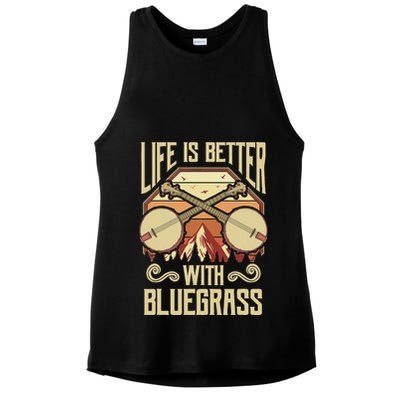 Banjo Vintage Retro Bluegrass Music Fans Banjo Player Ladies PosiCharge Tri-Blend Wicking Tank