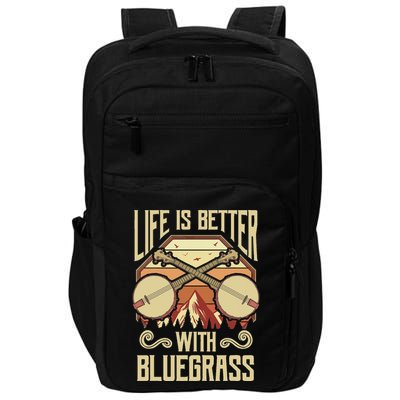 Banjo Vintage Retro Bluegrass Music Fans Banjo Player Impact Tech Backpack