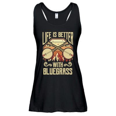 Banjo Vintage Retro Bluegrass Music Fans Banjo Player Ladies Essential Flowy Tank