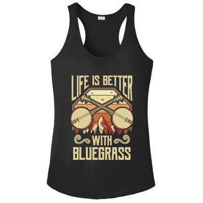 Banjo Vintage Retro Bluegrass Music Fans Banjo Player Ladies PosiCharge Competitor Racerback Tank