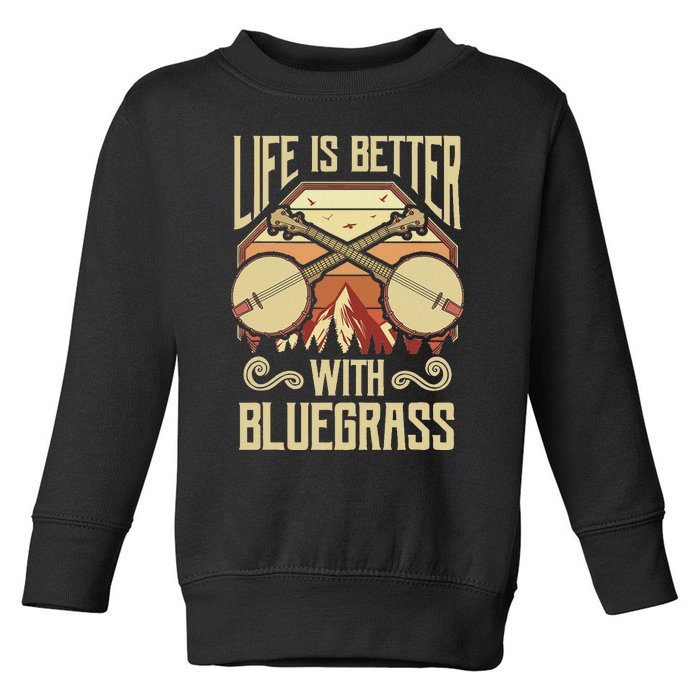 Banjo Vintage Retro Bluegrass Music Fans Banjo Player Toddler Sweatshirt