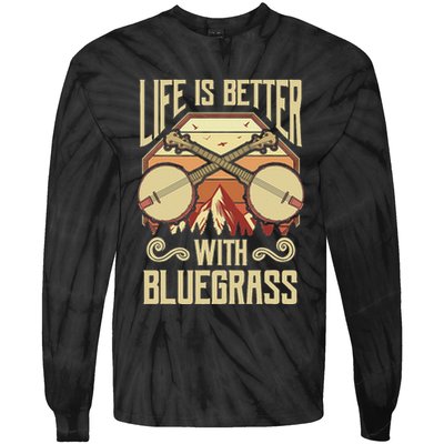 Banjo Vintage Retro Bluegrass Music Fans Banjo Player Tie-Dye Long Sleeve Shirt