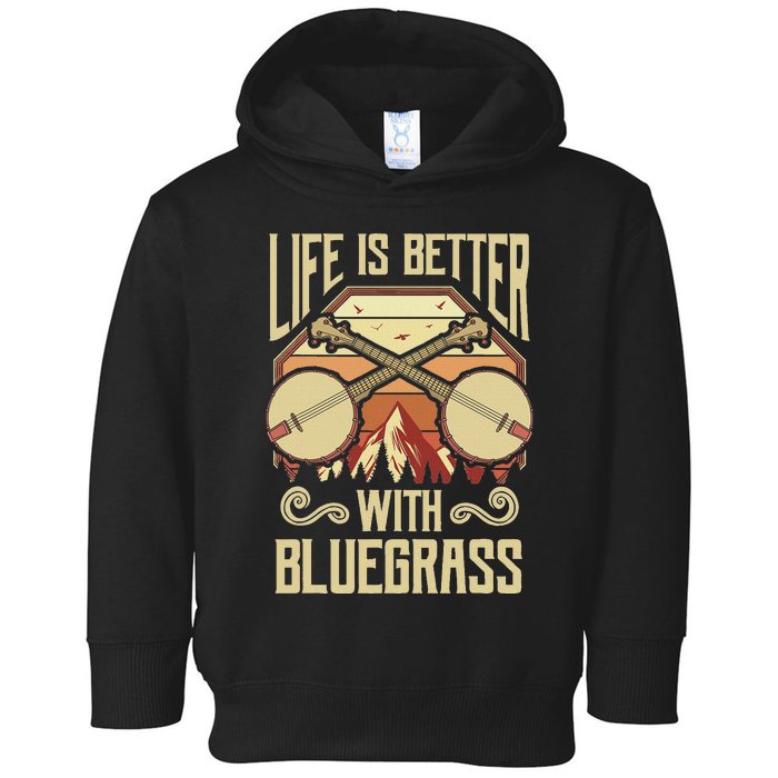 Banjo Vintage Retro Bluegrass Music Fans Banjo Player Toddler Hoodie