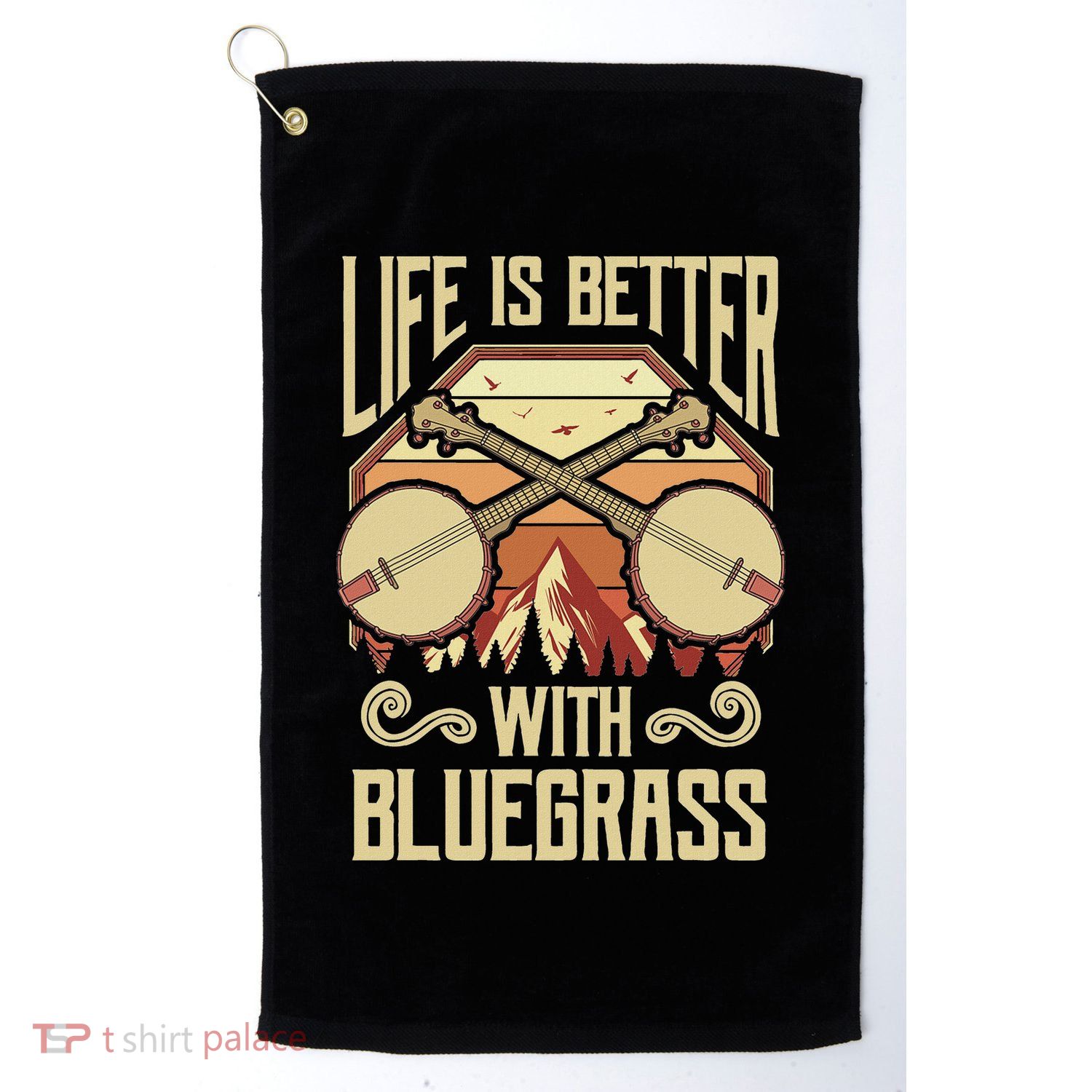 Banjo Vintage Retro Bluegrass Music Fans Banjo Player Golf Towel