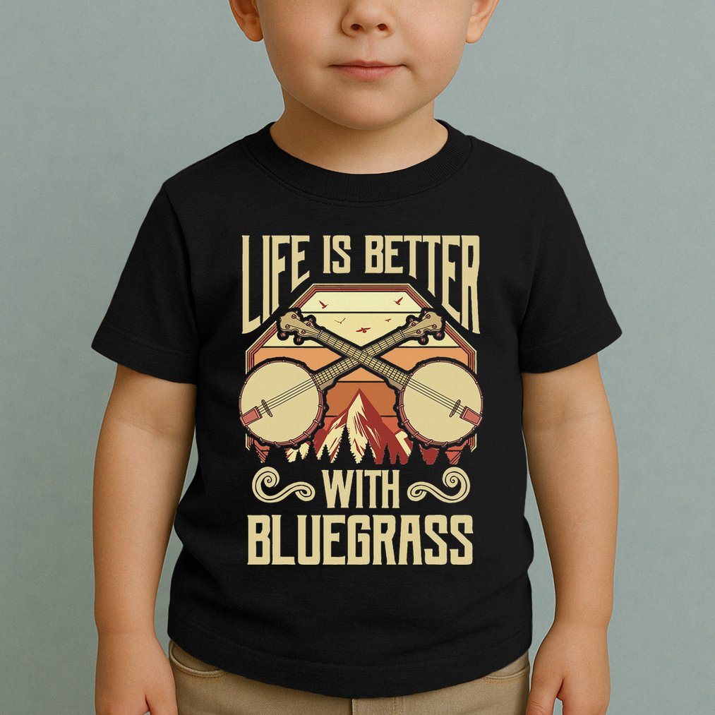 Banjo Vintage Retro Bluegrass Music Fans Banjo Player Toddler T-Shirt