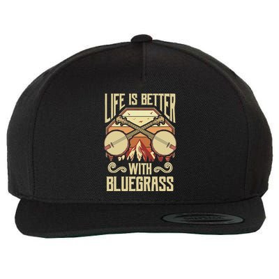 Banjo Vintage Retro Bluegrass Music Fans Banjo Player Wool Snapback Cap