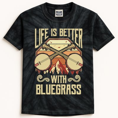 Banjo Vintage Retro Bluegrass Music Fans Banjo Player Kids Tie-Dye T-Shirt