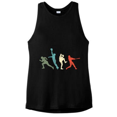 Baseball Vintage Retro Catcher Pitcher Batter Ladies PosiCharge Tri-Blend Wicking Tank