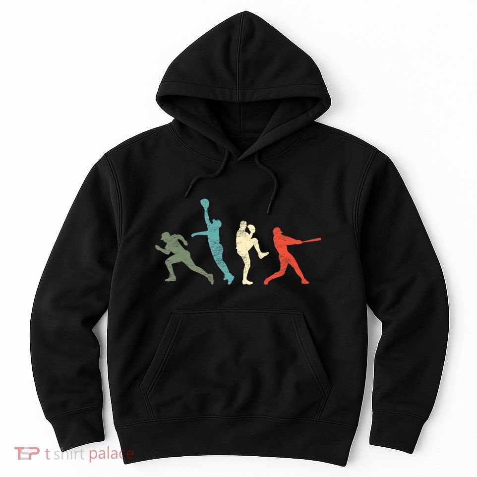 Baseball Vintage Retro Catcher Pitcher Batter Hoodie