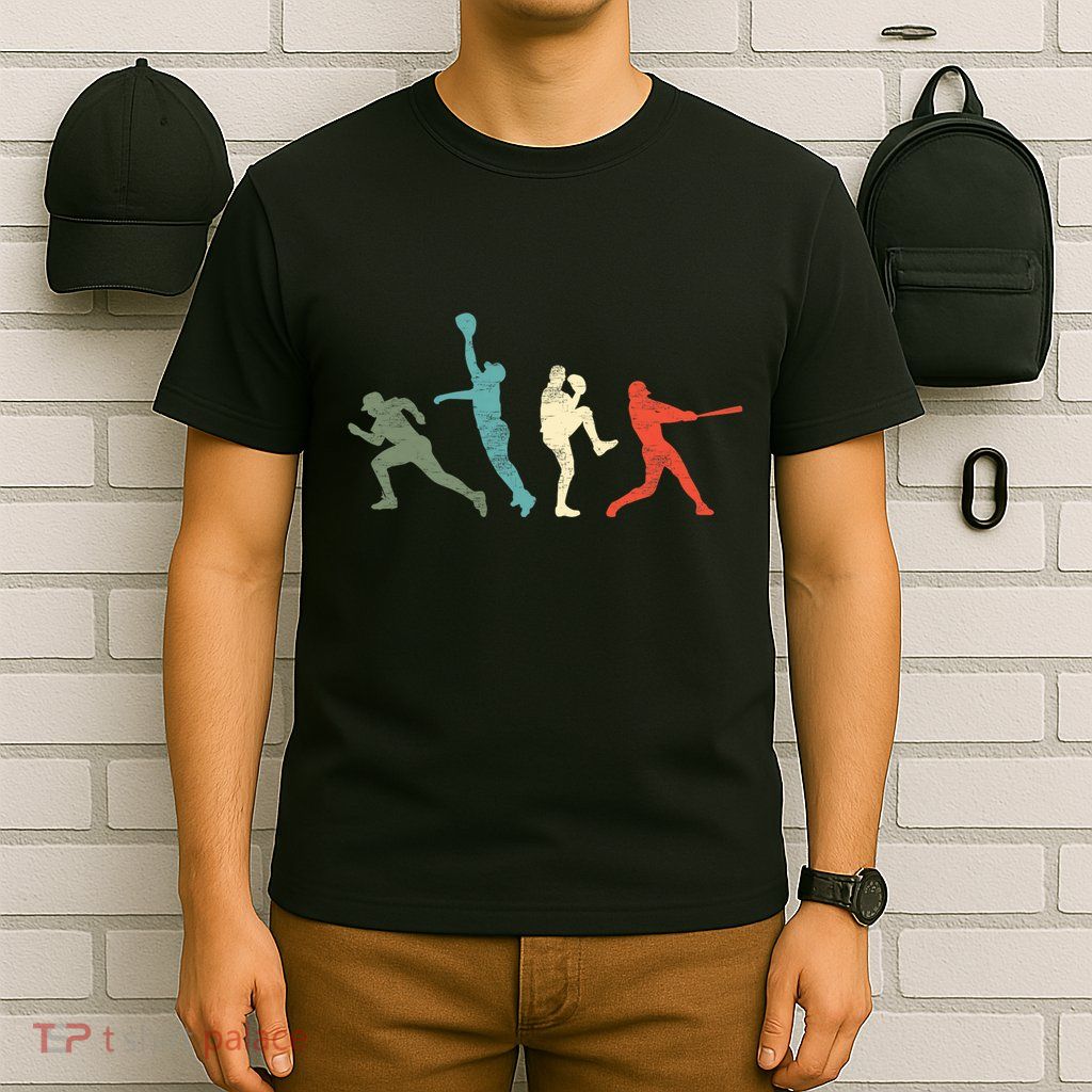 Baseball Vintage Retro Catcher Pitcher Batter T-Shirt