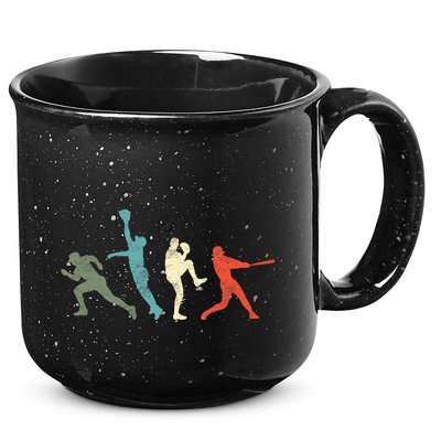 Baseball Vintage Retro Catcher Pitcher Batter 15oz Campfire Ceramic Mug