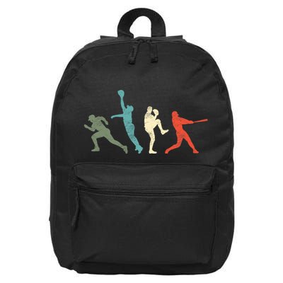 Baseball Vintage Retro Catcher Pitcher Batter 16 in Basic Backpack