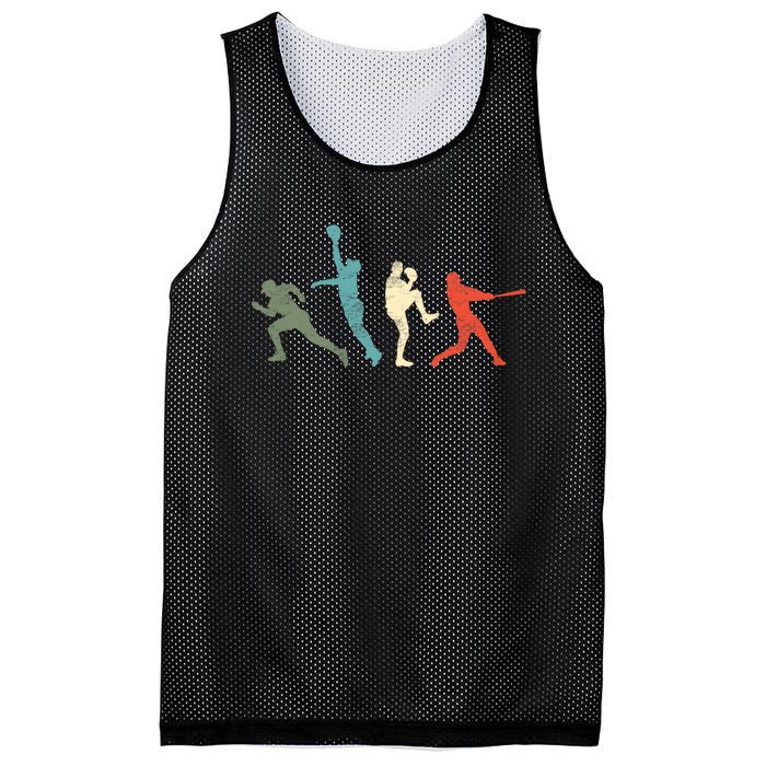 Baseball Vintage Retro Catcher Pitcher Batter Mesh Reversible Basketball Jersey Tank