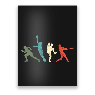 Baseball Vintage Retro Catcher Pitcher Batter Poster