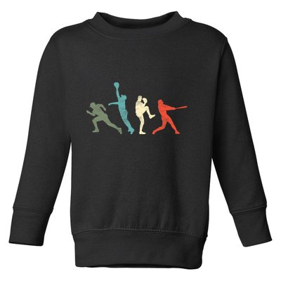Baseball Vintage Retro Catcher Pitcher Batter Toddler Sweatshirt