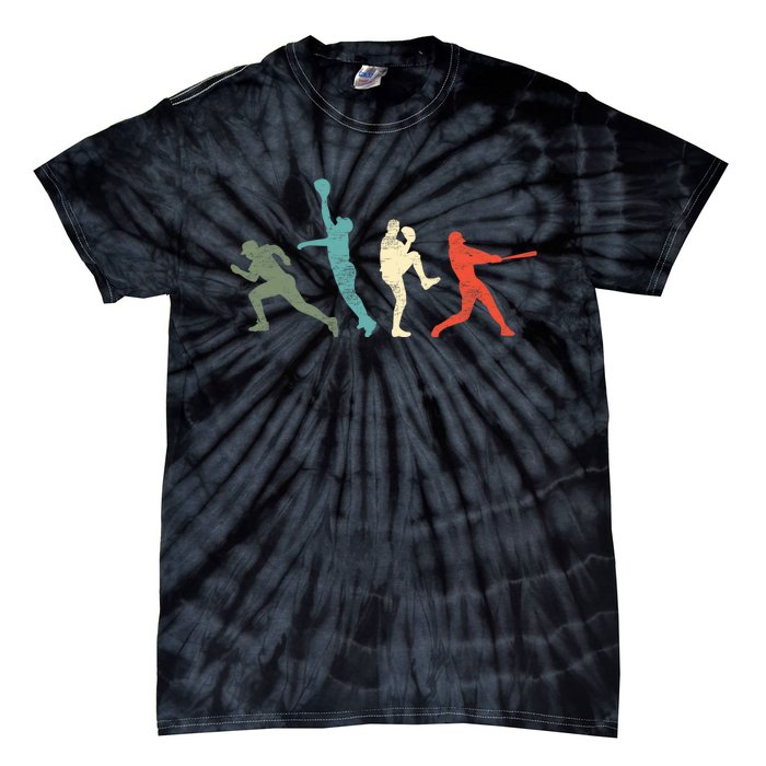 Baseball Vintage Retro Catcher Pitcher Batter Tie-Dye T-Shirt